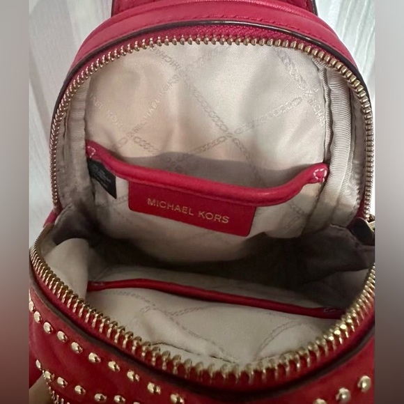 Red Michael Kors Rose Backpack - Picture 4 of 5